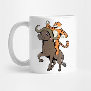 Tiger rides buffalo Mug